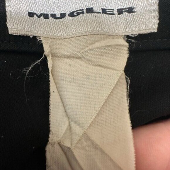 Vtg Mugler Womens 46? Dress Pants Wide Leg Cuffed Pleated Trousers France Black - Picture 7 of 8